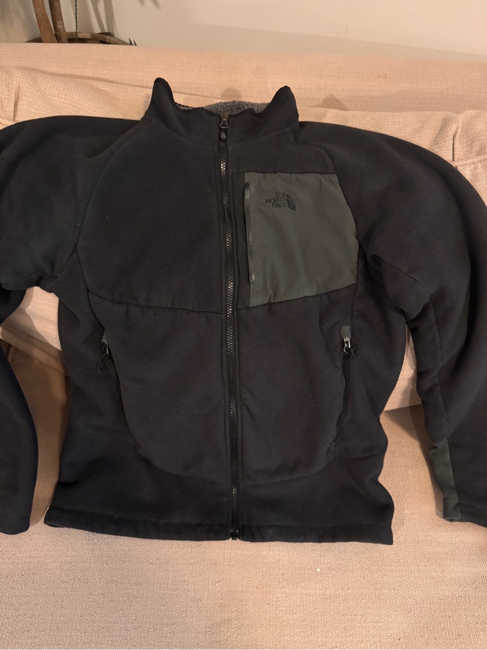 The North Face Black Men's Fleece Jacket with Chest Pocket